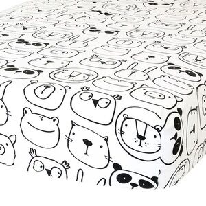 ADDISON BELLE 100% Cotton Fitted Crib Sheet - Monochrome Animals